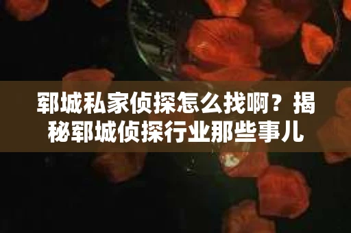 郓城私家侦探怎么找啊？揭秘郓城侦探行业那些事儿